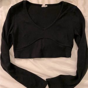Garage Black Long Sleeve Crop Top